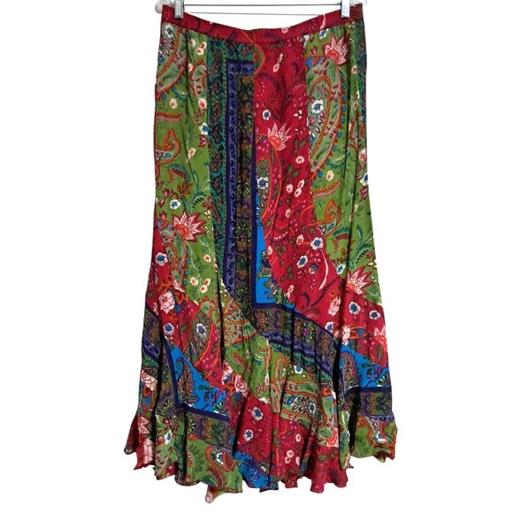 Carrie Allen Dresses & Skirts - Boho Carrie Allen Skirt Womens Size L Rayon Maxi Hippie Gypsy Paisley Floral Pat